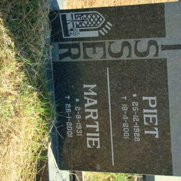 VISSER Piet 1928-2001 &amp; Martie 1931-2001