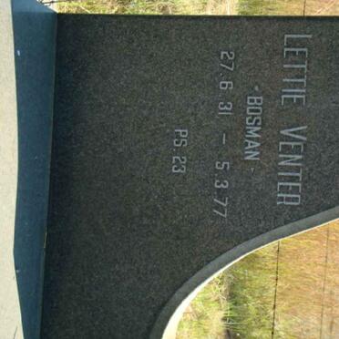 VENTER Lettie nee BOSMAN 1931-1977