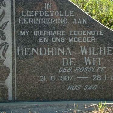 WIT Hendrina Wilhelmina, de nee ROSSLEE 1907-1977