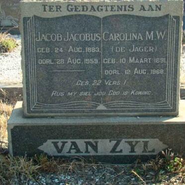 ZYL Jacob Jacobus, van 1883-1959 &amp; Carolina M.W. DE JAGER 1891-1968