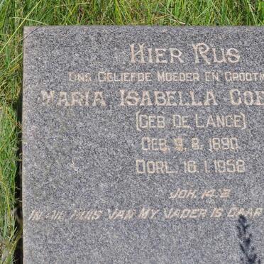 COETZEE Maria Isabella nee DE LANGE 1890-1958