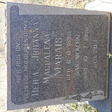 MARAIS Heila Johanna Magdalena nee VAN NIEKERK 1898-1980