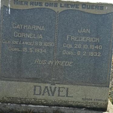 DAVEL Jan Frederick 1840-1932 &amp; Catharina Cornelia DE LANGE 1850-1934