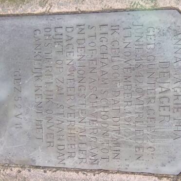 JAGER Anna Magrietha, de nee GUNTER 1842-1910