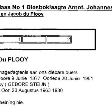 PLOOY Jacob, du 1877-1961 &amp; Elsje Sophia STEIJN 1879-1963