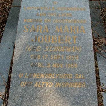 JOUBERT Sara Maria nee SCHOEMAN 1893-1958