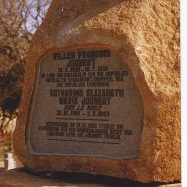 JOUBERT Willem Francois 1801-1891 &amp; Catharina Elizabeth Maria LE ROUX 1818-1893