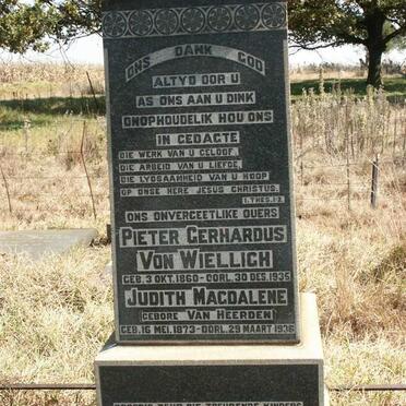 WIELLIGH Pieter Gerhardus, von 1860-1935 &amp; Judith Magdalene VAN HEERDEN 1873-1936