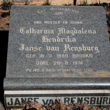 RENSBURG Catharina Magdalena Hendrika, Janse van nee BROOKS 1899-1974
