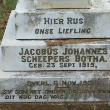 BOTHA Jacobus Johannes Scheepers 1915-1928