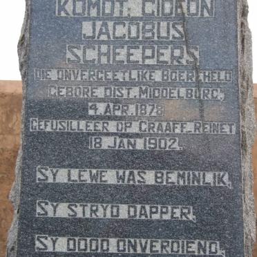 SCHEEPERS Gideon Jacobus 1878-1902