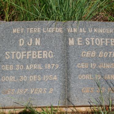 STOFFBERG D.J.N. 1879-1954 &amp; M.E. BOTHA 1883-1956