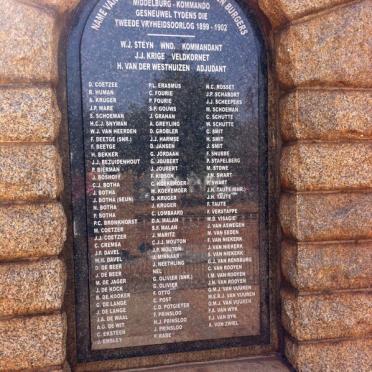 5. New Memorial plaque - Middelburg Commando Anglo Boer War 1899-1902