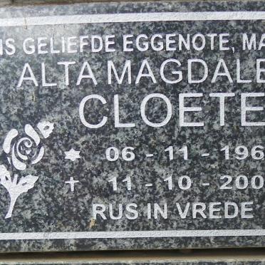 CLOETE Alta Magdalena 1962-2009