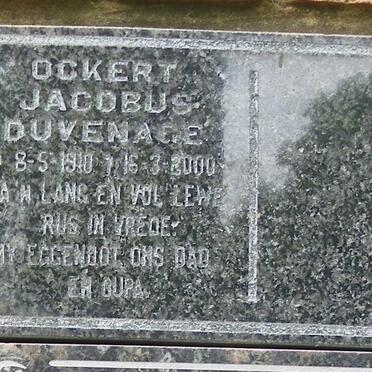 DUVENAGE Ockert Jacobus 1910-2000