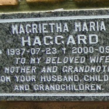 HAGGARD Magrietha Maria 1937-2000