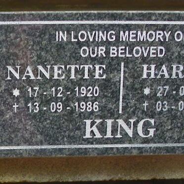KING Harry V. 1905-1995 &amp; Nanette 1920-1986
