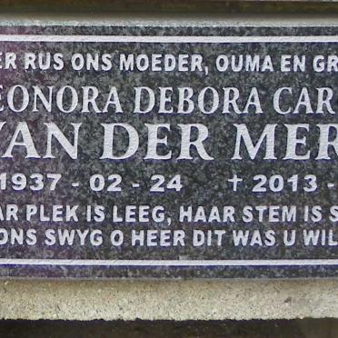 MERWE Leonora Debora Carolina, van der 1937-2013