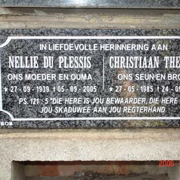 PLESSIS Nellie, du 1939-2005 :: DU PLESSIS Christiaan Thesner 1985-2005