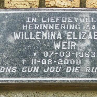 WEIR Willemina Elizabeth 1963-2000