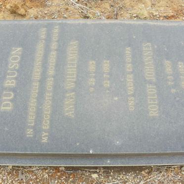 BUSON Roelof Johannes, du 1909-1983 &amp; Anna Wilhelmina 1915-1982