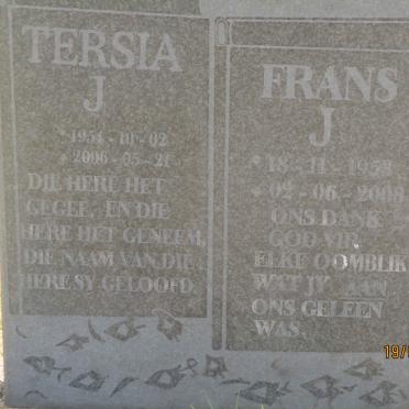 COETZEE Frans J. 1953-2008 &amp; Tersia J. 1954-2006
