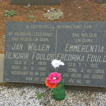 FOULDS Jan Willem Hendrik 1908-1980 &amp; Emmerentia Fredrika 1912-1986