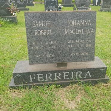FERREIRA Samuel Robert 1933-2002 &amp; Johanna Magdalena 1934-2002