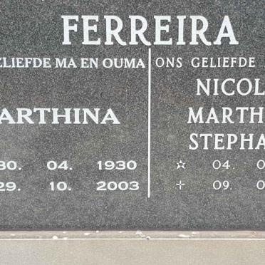FERREIRA Nicolaas Marthinus Stephanus 1917-1982 &amp; Marthina 1930-2003