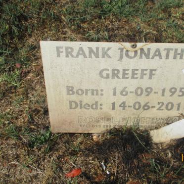 GREEFF Frank Jonathan 1956-2016