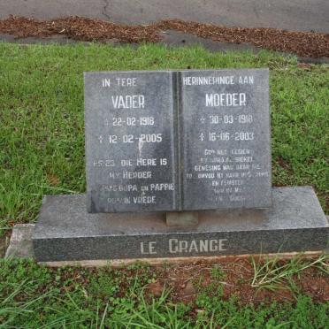 GRANGE Vader, le 1918-2005 &amp; Moeder 1918-2003