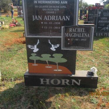 HORN Jan Adriaan 1950-2012 &amp; Rachel Magdalena 1953-
