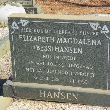 HANSEN Elizabeth Magdalena 1932-1983