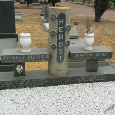 HERBST Johannes Marthinus 1927-1982 &amp; Martha Maria 1931-