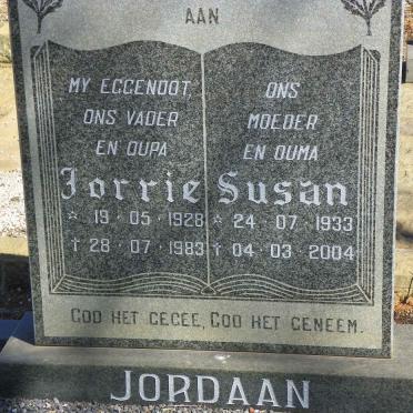 JORDAAN Jorrie 1928-1983 &amp; Susan 1933-2004