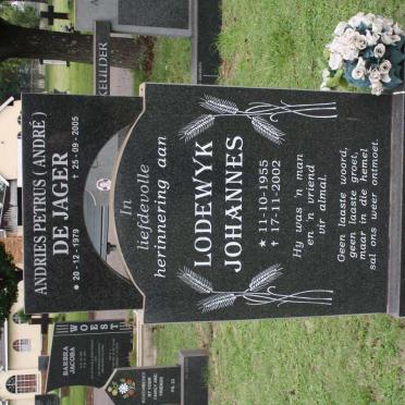 JAGER Lodewyk Johannes, de 1955-2002 :: DE JAGER Andries Petrus 1979-2005