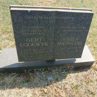 KRUGER Gert Lodewyk 19??-2005 &amp; Heila Magdalena 19??-