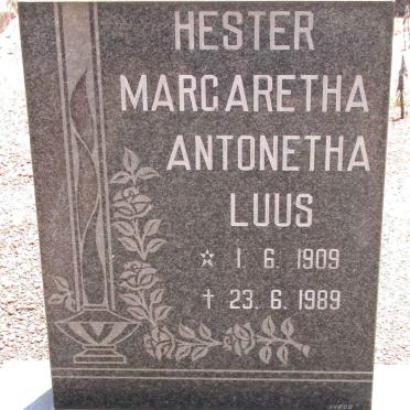 LUUS Hester Margaretha Antonetha 1909-1989