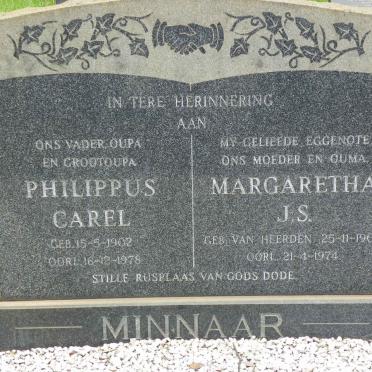 MINNAAR Philippus Carel 1902-1978 &amp; Margaretha J.S. VAN HEERDEN 1907-1974