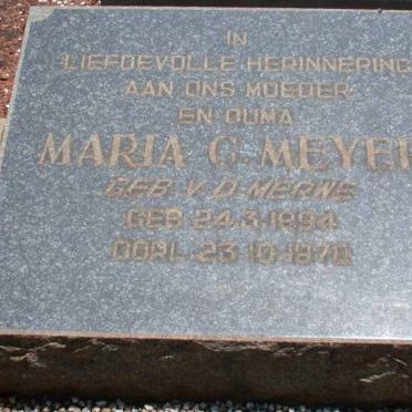 MEYER Maria G. nee VAN DER MERWE 1894-1970