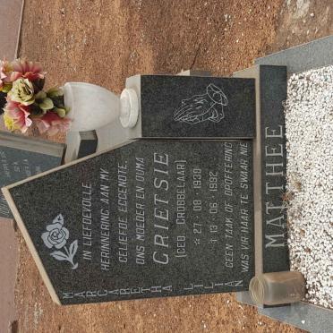 MATTHEE Margaretha Lilian nee GROBBELAAR 1938-1982
