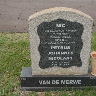 MERWE Petrus Johannes Nicolaas, van de 1952-2003