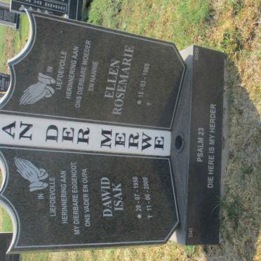 MERWE Dawid Isak, van der 1958-2009 &amp; Ellen Rosemarie 1965-