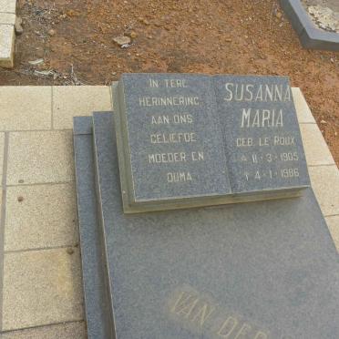 MERWE Andries Johannes Burger, van der [...]–1983 & Susanna Maria nee LE ROUX 1905–1986 #3