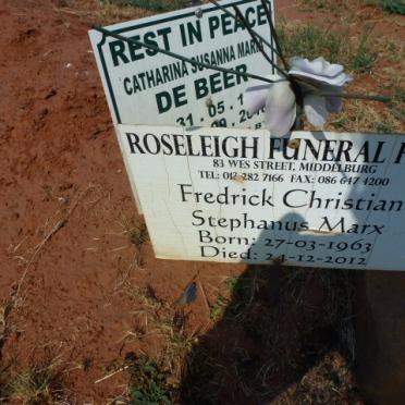 MARX Fredrick Christian Stephanus 1963–2012 :: DE BEER Catharina Susanna Maria 1930–2018