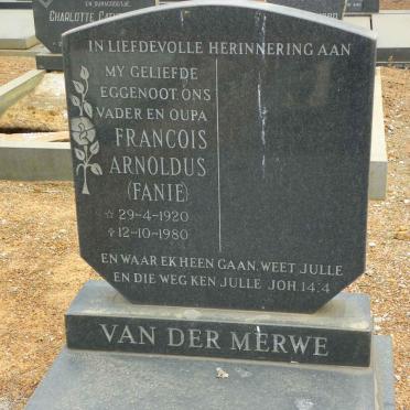 MERWE Francois Arnoldus, van der 1920-1980