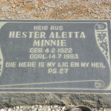 MINNIE Hester Aletta 1922-1983