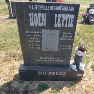 PREEZ Koen, du 1937-2009 &amp; Lettie 1940-2018