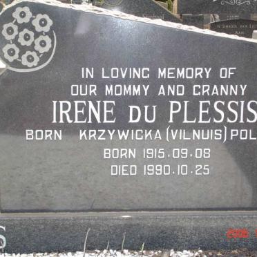 PLESSIS Pieter T.C., du 1910–1974 & Irene nee KRZYWICKA 1915–1990 #3