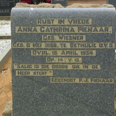 PIENAAR Petrus Johannes 1853-1935 &amp; Anna Cathrina nee WIESNER 1859-1934 #3
